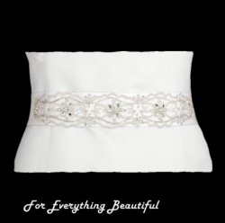 Ivory Floral Crystal Rhinestone Matte Satin Ribbon Wedding Sash Belt 