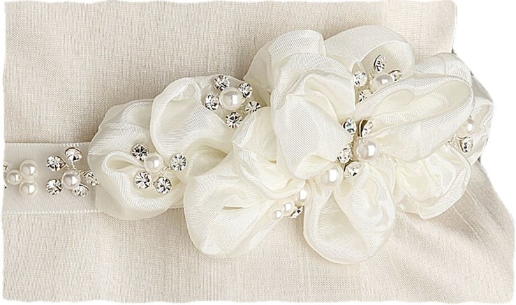 Image 3 of Ivory Floral Cluster Crystal Pearl Satin Ribbon Wedding Sash Belt 