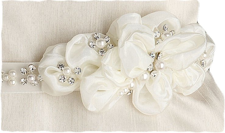 Image 3 of Ivory Floral Cluster Crystal Pearl Satin Ribbon Wedding Sash Belt 