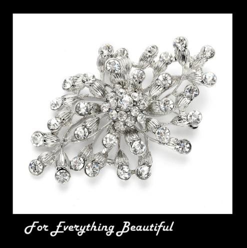 Image 0 of Silver Budding Bloom Crystal Silver Plated Brooch 