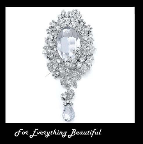 Image 0 of Silver Crystal Floral Bouquet Silver Plated Brooch 