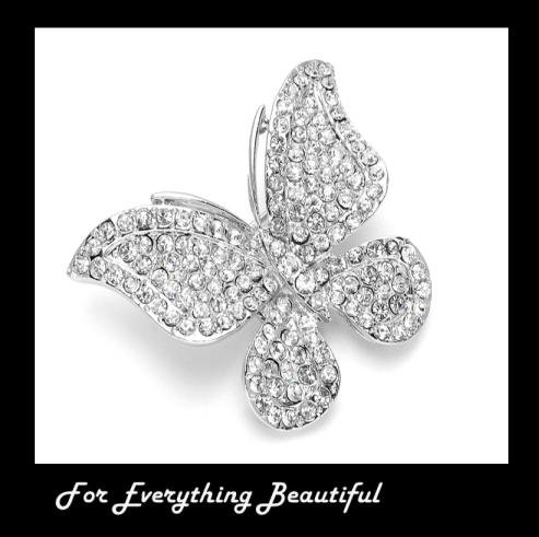 Image 0 of Crystal Encrusted Pave Butterfly Silver Plated Brooch 