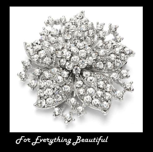 Image 0 of Silver Crystal Bursting Flower Silver Plated Brooch 