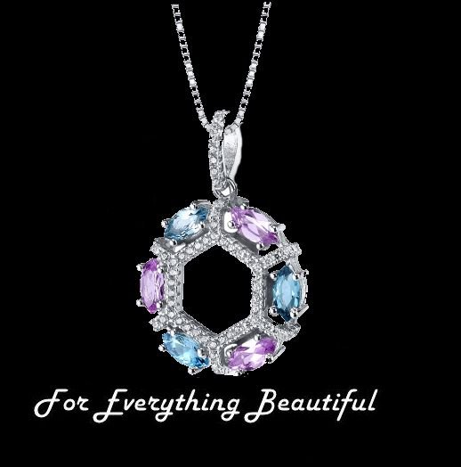 Image 0 of Pink Sapphire Marquise Cut Cubic Zirconia Border Sterling Silver Pendant