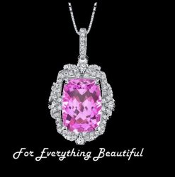 Pink Sapphire Cushion Cut Cubic Zirconia Framed Gallery Sterling Silver Pendant