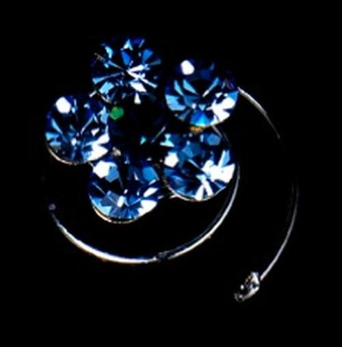 Image 3 of Blue Tones Five Cluster Rhinestone Bridal Wedding Hair Twists Decorations