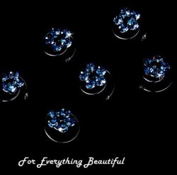 Blue Tones Five Cluster Rhinestone Bridal Wedding Hair Twists Decorations