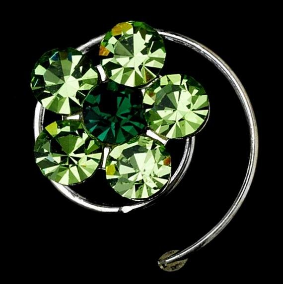 Image 3 of Green Tones Five Cluster Rhinestone Bridal Wedding Hair Twists Decorations