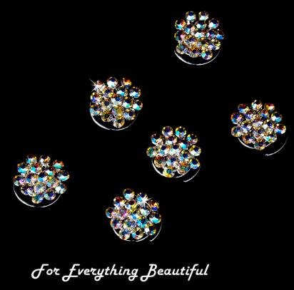 Image 0 of Aurora Borealis Floral Cluster Rhinestone Bridal Wedding Hair Twists Decorations