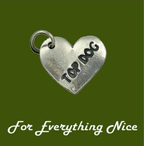 Image 0 of Top Dog Themed Antiqued Heart Pewter Pet Tag