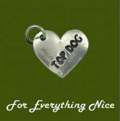 Top Dog Themed Antiqued Heart Pewter Pet Tag
