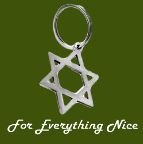 Image 0 of Star of David Themed Antiqued Pewter Keyring