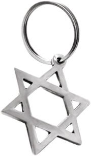 Image 1 of Star of David Themed Antiqued Pewter Keyring