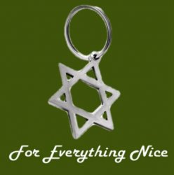 Star of David Themed Antiqued Pewter Keyring