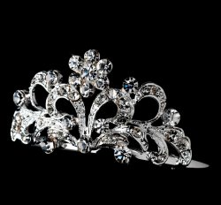 Abby Silver Crystal Flower Flowergirl Child Headpiece Tiara