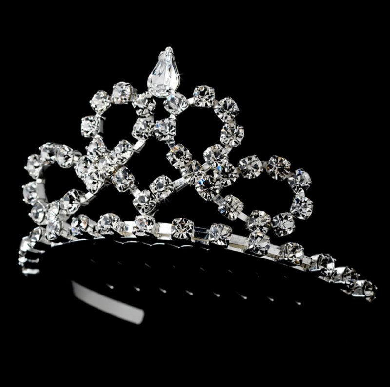 Image 0 of Allie Princess Loops Scrollwork Silver Crystal Flowergirl Child Headpiece Tiara