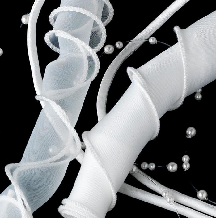 Image 3 of White Bows Flowers Pearl Strands Flowergirl Child Tiara Comb