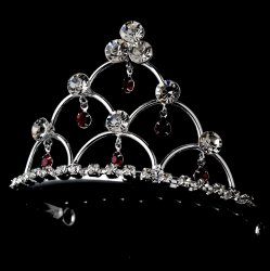 Alana Silver Crystal Red Drops Flowergirl Child Headpiece Tiara