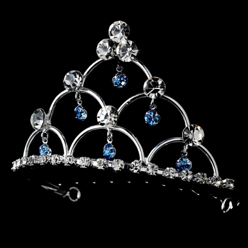 Image 0 of Alana Silver Crystal Blue Drops Flowergirl Child Headpiece Tiara