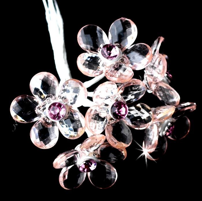 Image 1 of Pink Purple Crystal Floral Bridal Wedding Bouquet Jewels