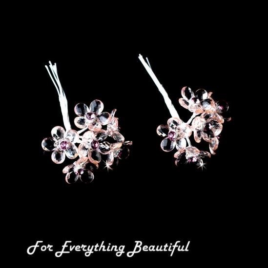 Image 2 of Pink Purple Crystal Floral Bridal Wedding Bouquet Jewels
