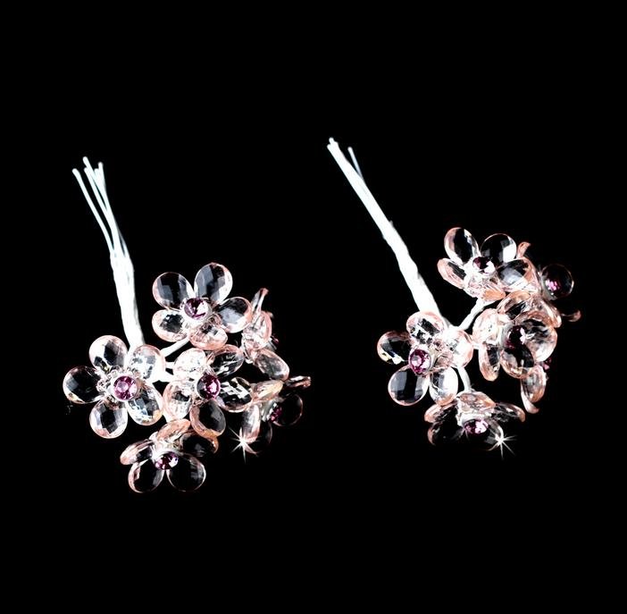 Image 3 of Pink Purple Crystal Floral Bridal Wedding Bouquet Jewels