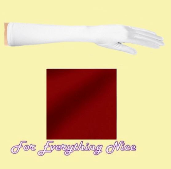 Image 0 of Berry Shiny Satin Bridesmaids Wedding Below Elbow Length Gloves Pair Set