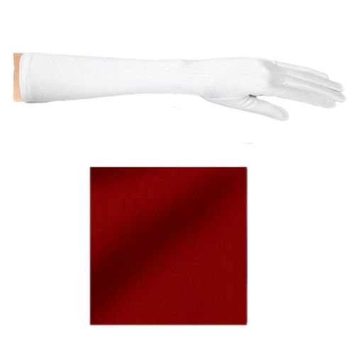 Image 1 of Berry Shiny Satin Bridesmaids Wedding Below Elbow Length Gloves Pair Set