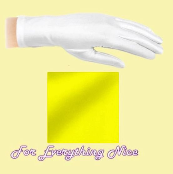 Image 0 of Yellow Shiny Satin Plain Simple Wedding Wrist Length Gloves Pair Set