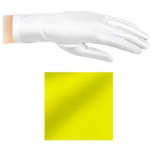 Image 1 of Yellow Shiny Satin Plain Simple Wedding Wrist Length Gloves Pair Set