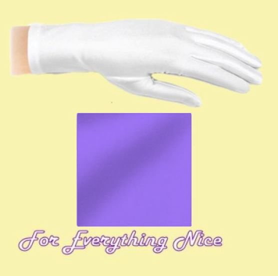 Image 0 of Victorian Lavender Shiny Satin Plain Simple Wedding Wrist Length Gloves Pair Set