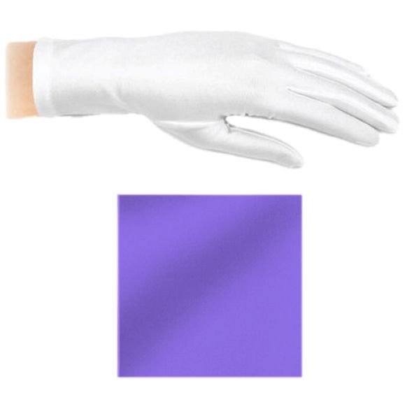 Image 1 of Victorian Lavender Shiny Satin Plain Simple Wedding Wrist Length Gloves Pair Set
