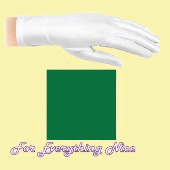 Image 0 of Emerald Green Shiny Satin Plain Simple Wedding Wrist Length Gloves Pair Set