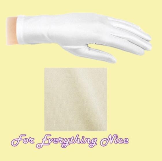 Image 0 of Champagne Shiny Satin Plain Simple Wedding Wrist Length Gloves Pair Set
