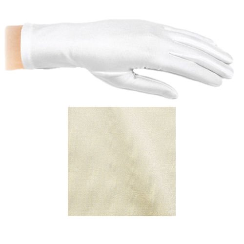 Image 1 of Champagne Shiny Satin Plain Simple Wedding Wrist Length Gloves Pair Set