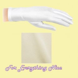 Champagne Shiny Satin Plain Simple Wedding Wrist Length Gloves Pair Set