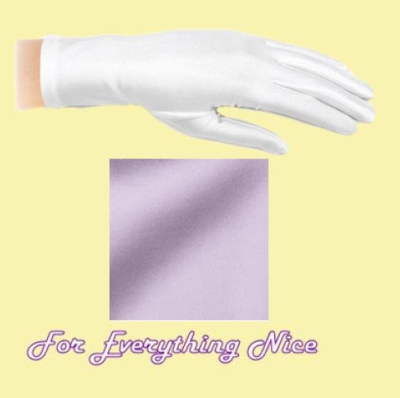 Image 0 of Lilac Shiny Satin Plain Simple Wedding Wrist Length Gloves Pair Set