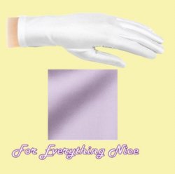 Lilac Shiny Satin Plain Simple Wedding Wrist Length Gloves Pair Set