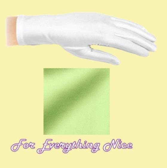 Image 0 of Lime Green Shiny Satin Plain Simple Wedding Wrist Length Gloves Pair Set