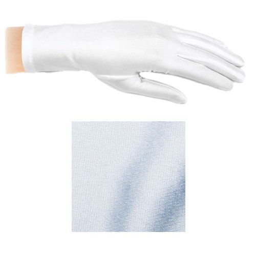 Image 1 of Pastel Blue Shiny Satin Plain Simple Wedding Wrist Length Gloves Pair Set