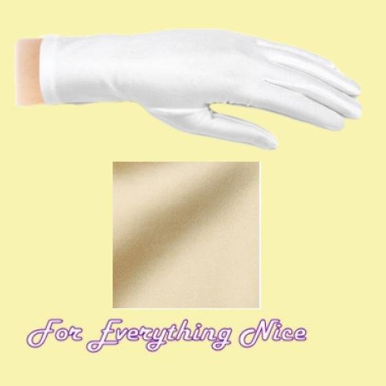 Image 0 of Light Gold Shiny Satin Plain Simple Wedding Wrist Length Gloves Pair Set