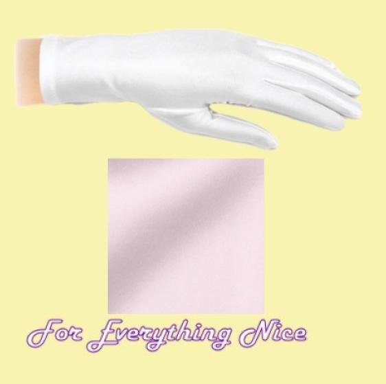 Image 0 of Pale Pink Shiny Satin Plain Simple Wedding Wrist Length Gloves Pair Set