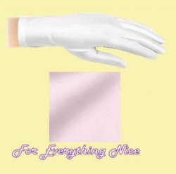 Pale Pink Shiny Satin Plain Simple Wedding Wrist Length Gloves Pair Set