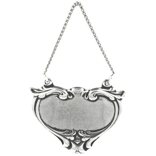 Image 1 of Heart Ornate Frame Themed Antiqued Pewter Wine Bottle Label