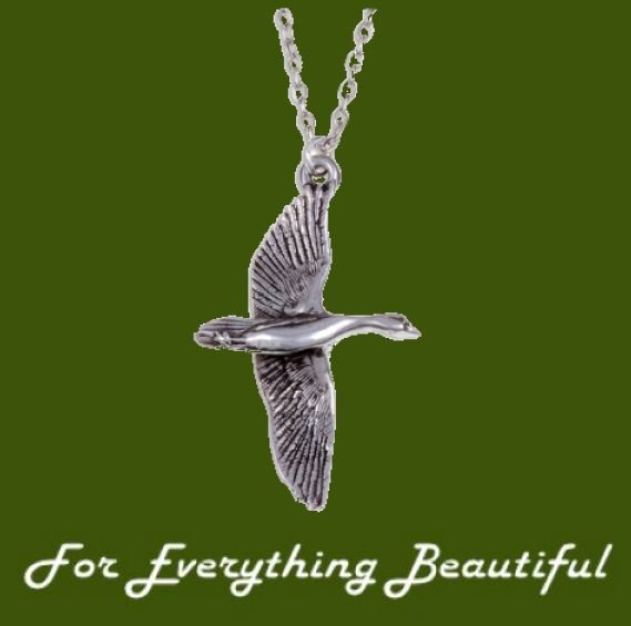 Image 0 of Flying Goose Bird Themed Stylish Pewter Pendant