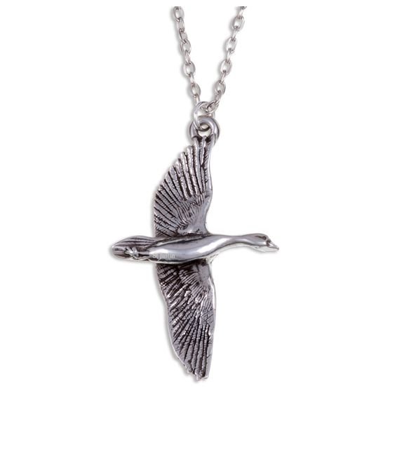 Image 1 of Flying Goose Bird Themed Stylish Pewter Pendant