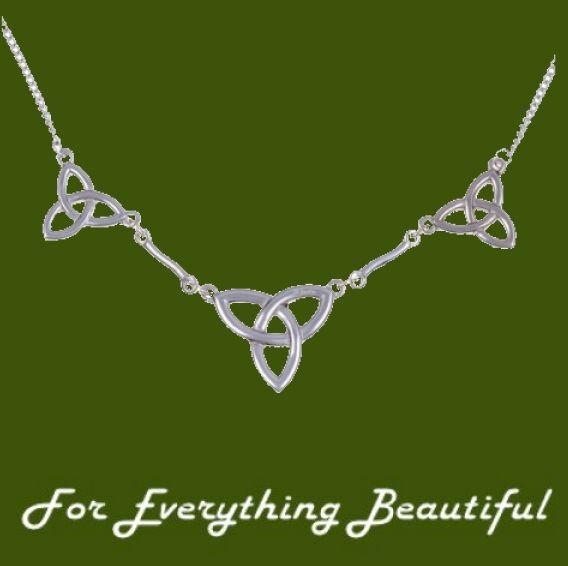 Image 0 of Celtic Treble Trinity Knot Trefoil Links Stylish Pewter Necklet