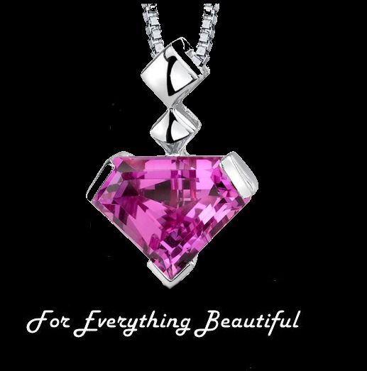 Image 0 of Pink Sapphire Superman Cut Modern Sterling Silver Pendant