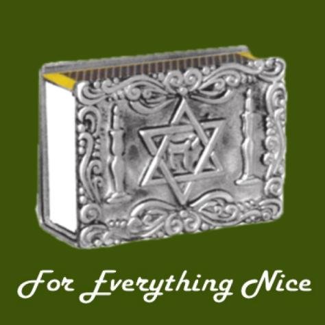 Image 0 of Star of David Symbolism I Judaism Themed Antiqued Pewter Matchbox Holder