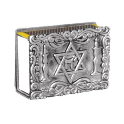 Image 1 of Star of David Symbolism I Judaism Themed Antiqued Pewter Matchbox Holder